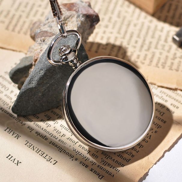 Männliche und weibliche doppelseitige Wolframstahl-Taschenuhr mit glattem Quarz-Flip, Silber-Gold-Uhr_voghion.com