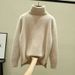 Women's Clothing Autumn And Winter New Thickened Solid Color All Matching Mink Pullover Sweater Women's Turtleneck Loose Wear Bottom Knitwear_voghion.com