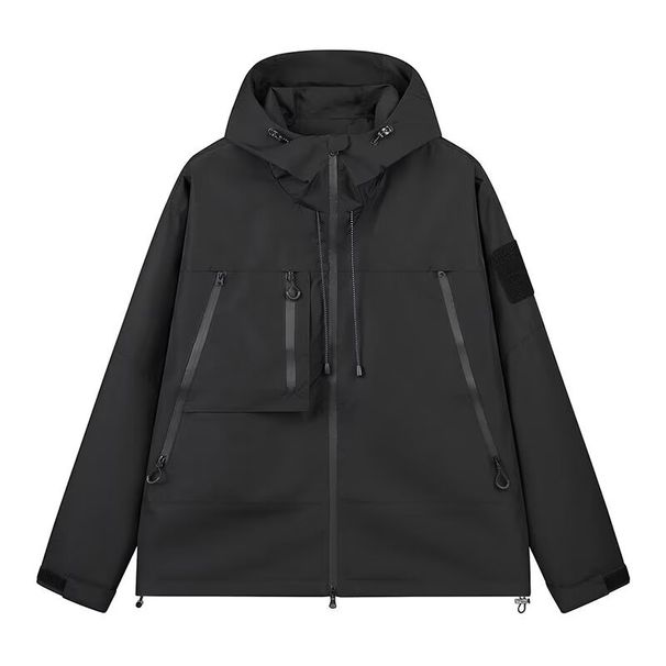 Veste coupe-vent à capuche pour homme - Coupe-vent léger et imperméable pour le printemps et l'automne (vert, kaki, noir)_voghion.com