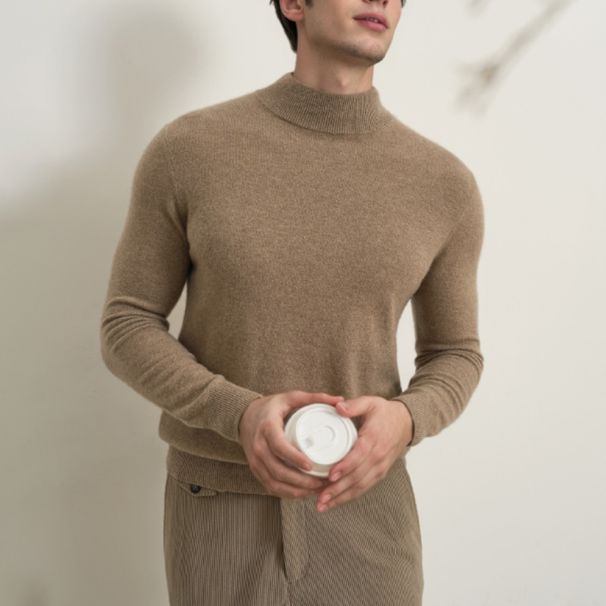 „Herren-Rollkragenpullover in lockerer Passform – Weicher Wollmischpullover für Herbst und Winter“_voghion.com