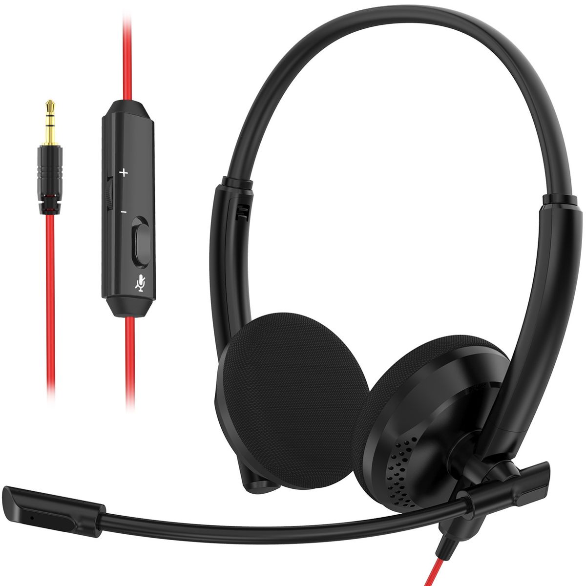 HW03 Lightweight Wired Headset For Call Centers & Gaming – USB/3.5mm/Type-C Versatile Office Headphone With Noise-Reducing Mic_voghion.com