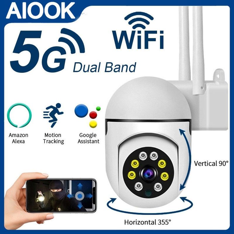 AIOOK 2.4g+5g Outdoor PTZ CCTV IP Security Camera Wireless WIFI 3MP HD 360 Waterproof Video Monitor Mini Camera_voghion.com
