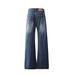 Men's Clothing High Street Baggy Men And Women Flower Embroidery Cat Whisker Straight Drape Jeans Neutral Loose Wide Leg_voghion.com
