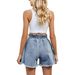 Women's Clothing Summer New Washed Elastic Waist Denim Flower Bud Shorts Trend_voghion.com