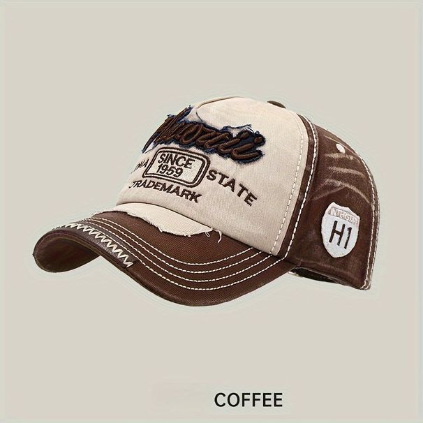 Cappellino da baseball retrò hippie alla moda con visiera curva, ricamo 3D da camionista in rete di cotone usato, cappellino snapback Y2K con blocchi di colore_voghion.com