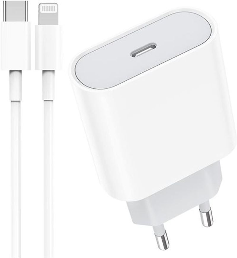 USB-C-Ladegerät, 20 W, ultraschnelles Schnellladegerät, Typ-C-Wandadapter + Kabel Typ C zu Lightning, 1 m, kompatibles iPhone APPLE_voghion.com