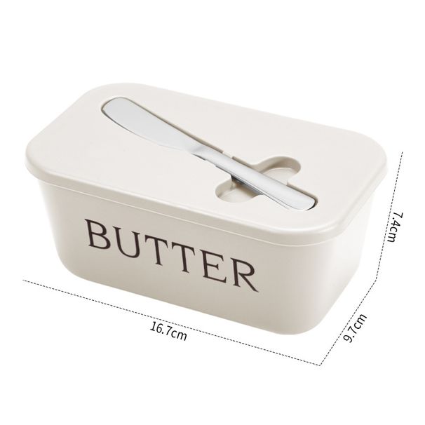 Large Capacity Box With Knife, Food-Grade PP Cheese Refrigerator Storage Box, Butter Dish_voghion.com