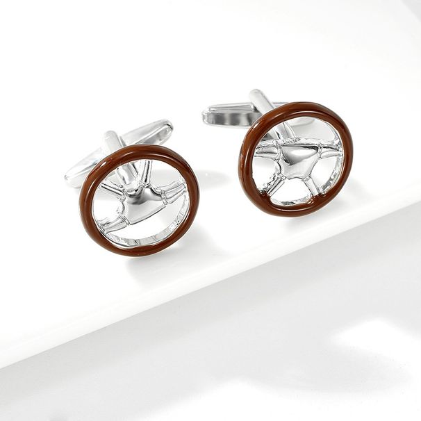 Fashion Creative New Products Car Steering Wheel Cufflinks Men's Suit Shirt Sleeves Set High end Jewelry Decoration_voghion.com