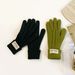 Solid color gloves, winter women's exposed finger mobile phone touch screen, knitted sweater, thickened warmth for_voghion.com