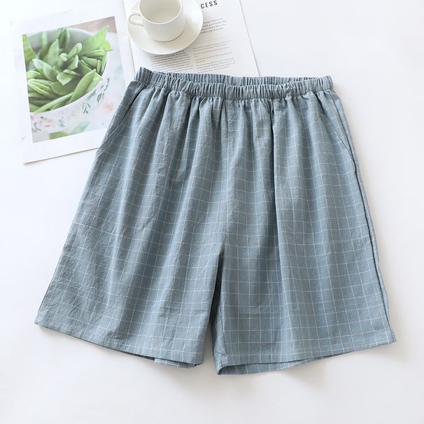 Cotton Plaid Men's Shorts And Sleeping Pants | Spring, Summer, And Autumn Thin Loose Five Quarter Home Pants_voghion.com
