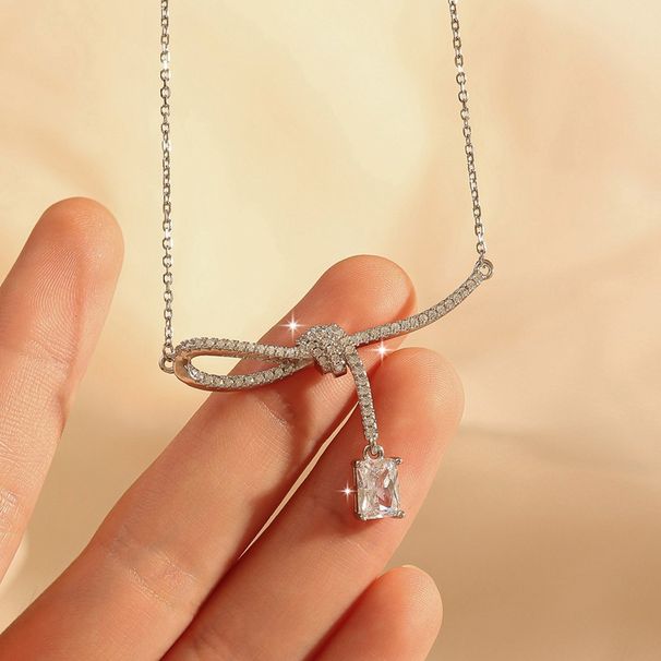 Collana con moissanite quadrata coreana in argento sterling S925, pendente di nicchia di lusso di alta gamma per donna, regalo di compleanno per fidanzata_voghion.com