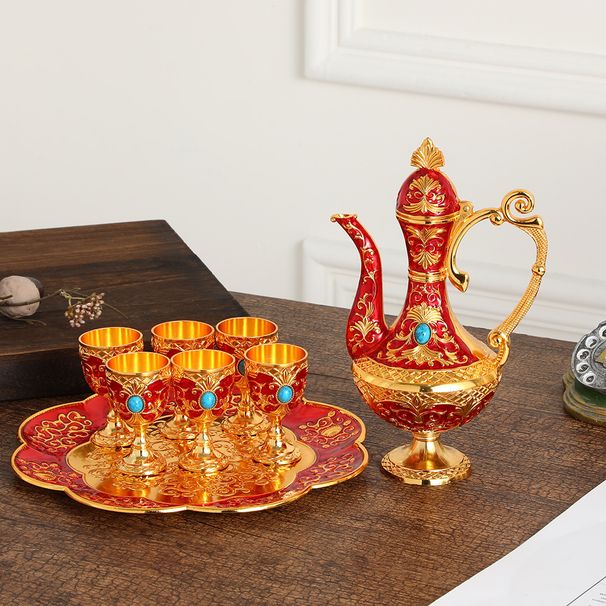 Wohnmöbel Weintopf und Weinglas-Set Legierung exquisiter Druck Weinset_voghion.com