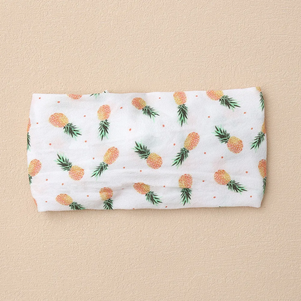 Cute Children's Fruit Digital Printed Headband European and American Baby Hair Accessories Stretch Nylon Baby Bow Wide Hair Band_voghion.com