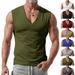 24 Summer New Solid Color Loose V-Neck Men's Vest Simple Style Casual_voghion.com