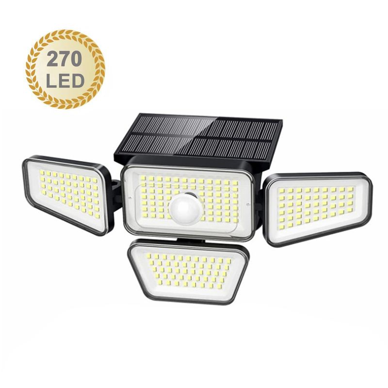 270 LED Solar Light Motion Sensor Waterproof Outdoor Lamp Multiple Head Wall-Mounted Street Wall Lighting For Courtyard Road_voghion.com