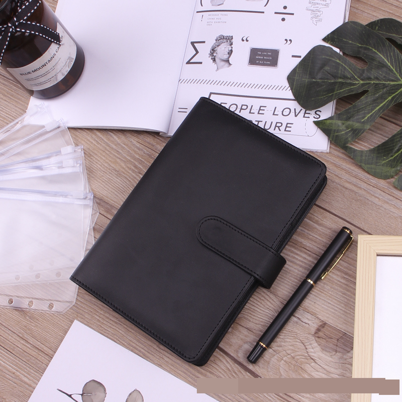 Refillable Notebooks A6 Binder Zipper Bag Macaron Notebook Leather PU Loose Leaf Cash Budget Handbook_voghion.com