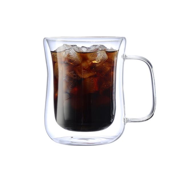 Modern Minimalist Double Wall Glass Tumbler With Handle - Borosilicate Heat-Resistant Coffee Cup For Home & Office (220ml/260ml/360ml)_voghion.com