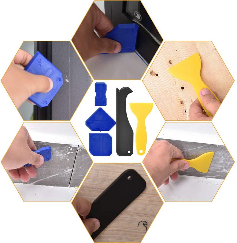 Professional 9-Piece Silicone Caulking Tool Kit – Tile Grout Scraper, Glass Scraper, And Sealing Applicator Set For DIY & Professional Use​_voghion.com