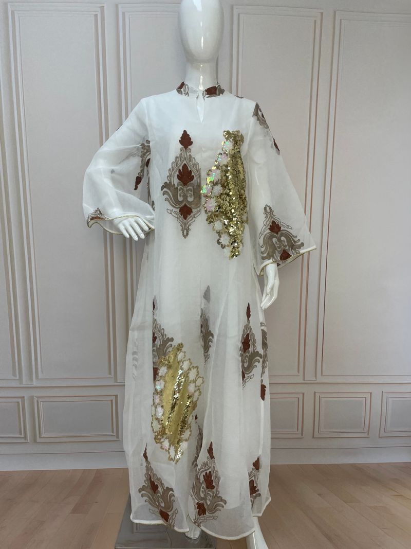 Women's Robe Muslim Sequin Embroidered Arabic Dress Abaya_voghion.com