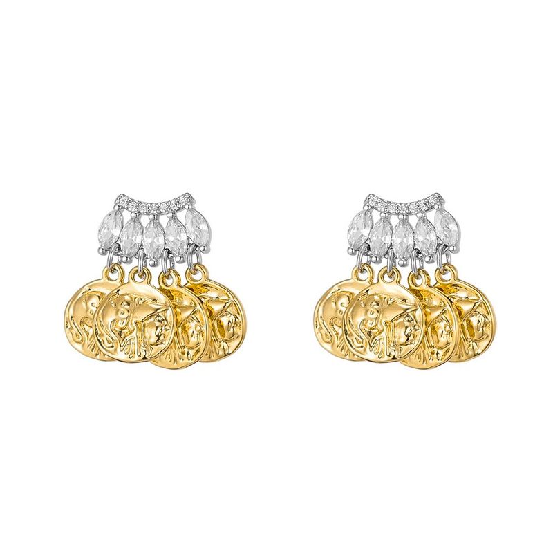 Orecchini pendenti in rilievo con ritratto abbinato in oro e argento retrò francese, personalità, orecchini in argento con ago, orecchini di design_voghion.com