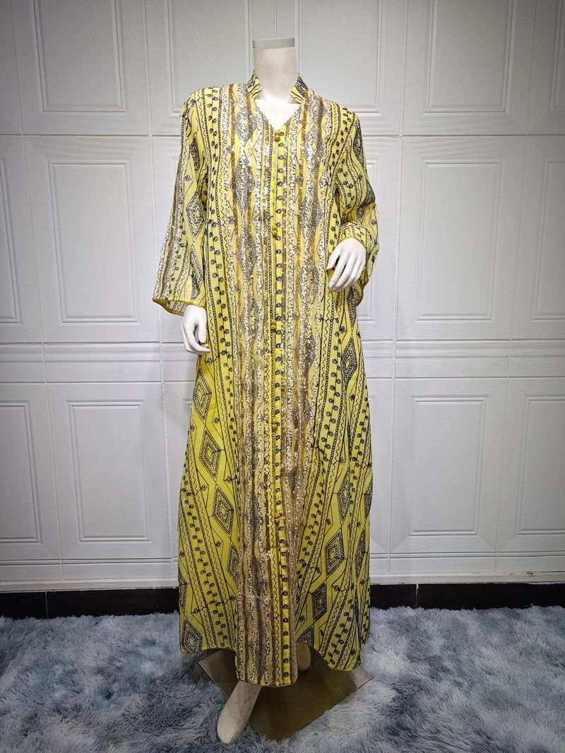 Damenbekleidung Besticktes Abendkleid Pailletten Spleißen Kleid Robe_voghion.com