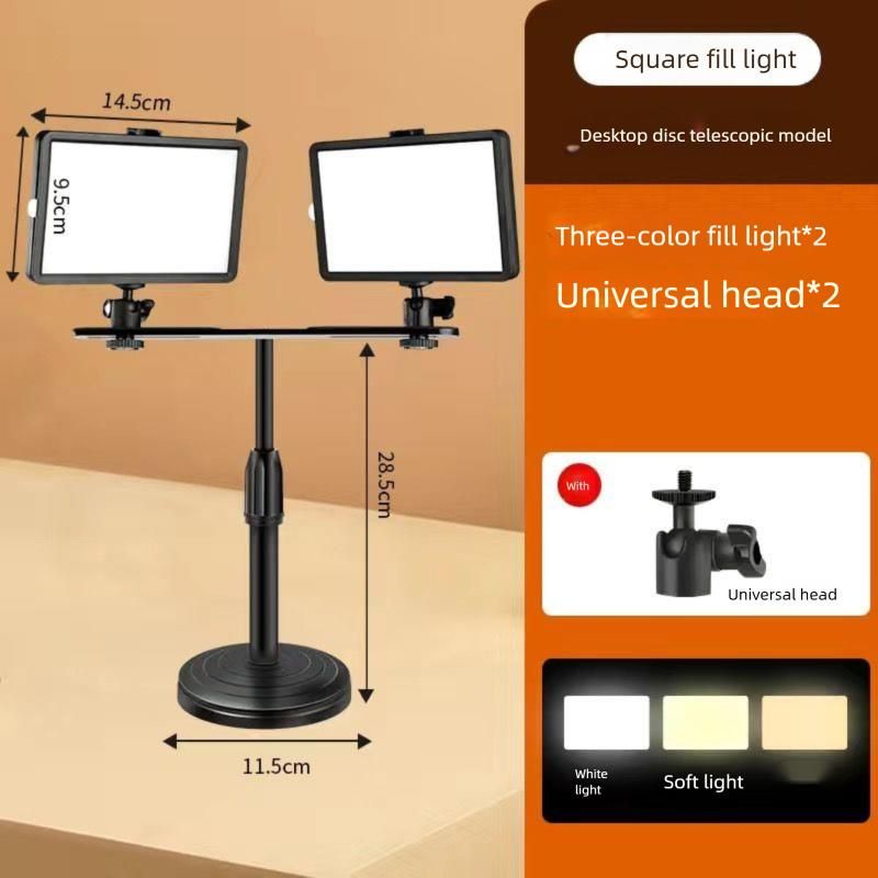 Doppio telefono senza ombre, streaming live dall'alto, selfie, luce di riempimento, supporto da tavolo, riprese in dormitorio, cibo professionale_voghion.com