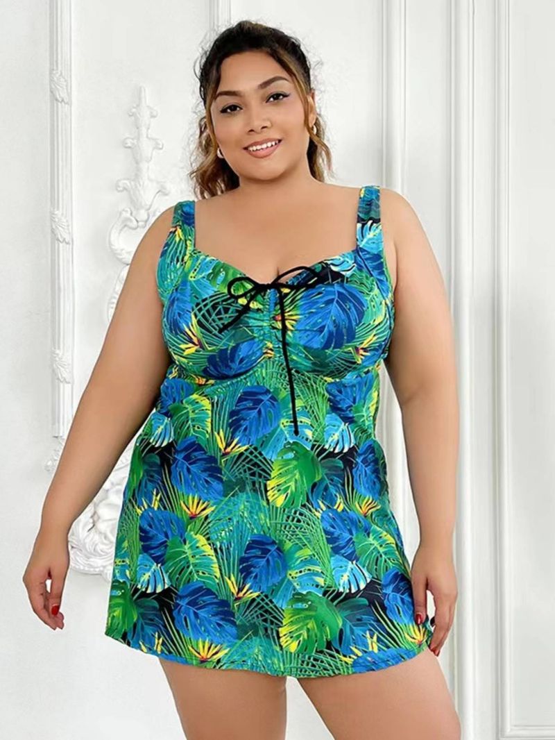 Ropa de playa para mujer con estampado Digital, traje de baño con falda de chica gorda europea y americana_voghion.com
