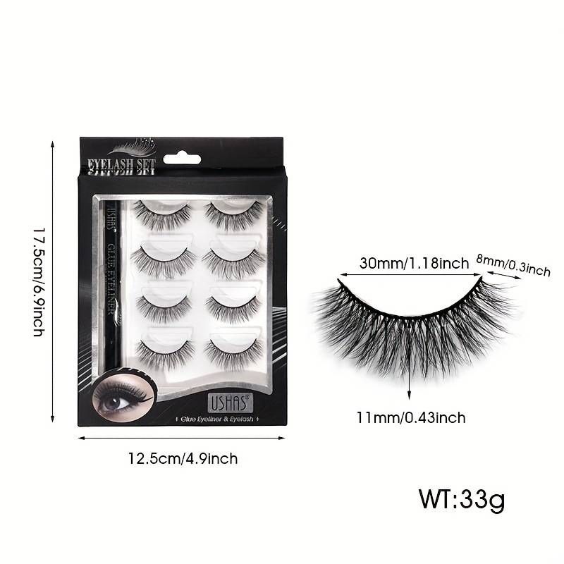 Varastossa oleva eyeliner-kynä irtoripsisetti 3D minkkikarvaa volyymia antava eurooppalainen ja amerikkalainen silmämeikki_voghion.com