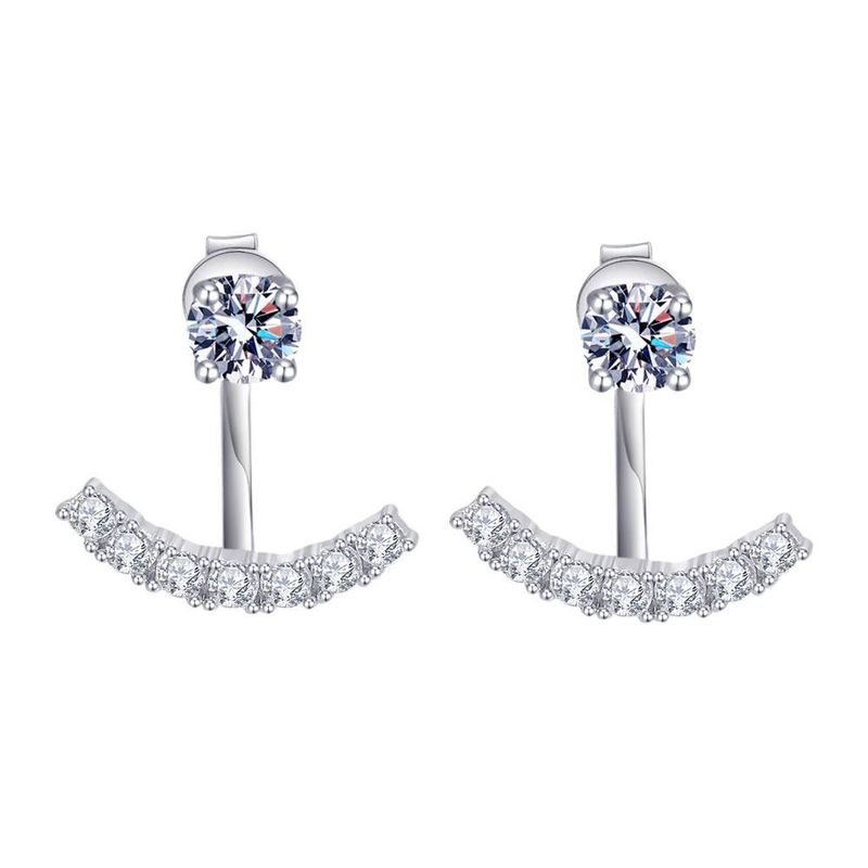 Neue Moissanite Smile Vier-Klauen-Ohrringe für Frauen S925 Sterling Silber Einfache Temperament-Ohrringe Ein Doppelzweck-Ohrringe_voghion.com