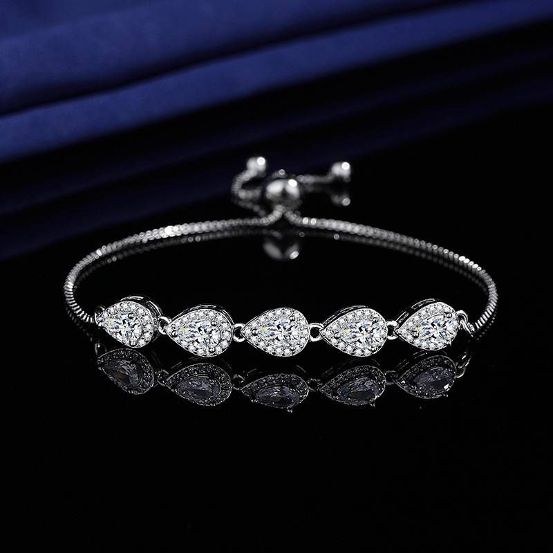 Oval Sparkling Diamond Zircon Bracelet Women's Bracelet With Adjustable Pull-out Bracelet_voghion.com