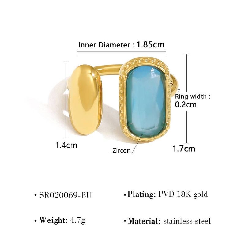 Gold Retro Luxury AAA Colored Zircon Adjustable Stainless Steel Ring For Women Fashion Gift_voghion.com