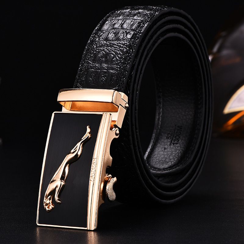 Cintura da uomo Cintura con fibbia automatica in lega Cintura automatica da 3,5 cm Cintura da lavoro in stile leopardo_voghion.com