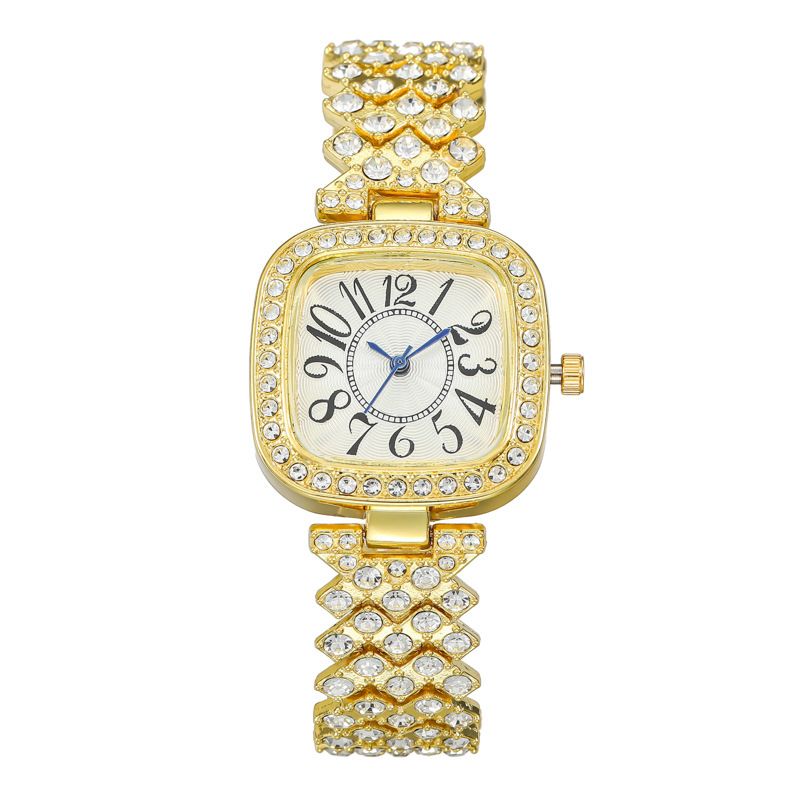 quartz watch full diamond thin steel strap watch niche temperament square small dial simple ladies watch_voghion.com