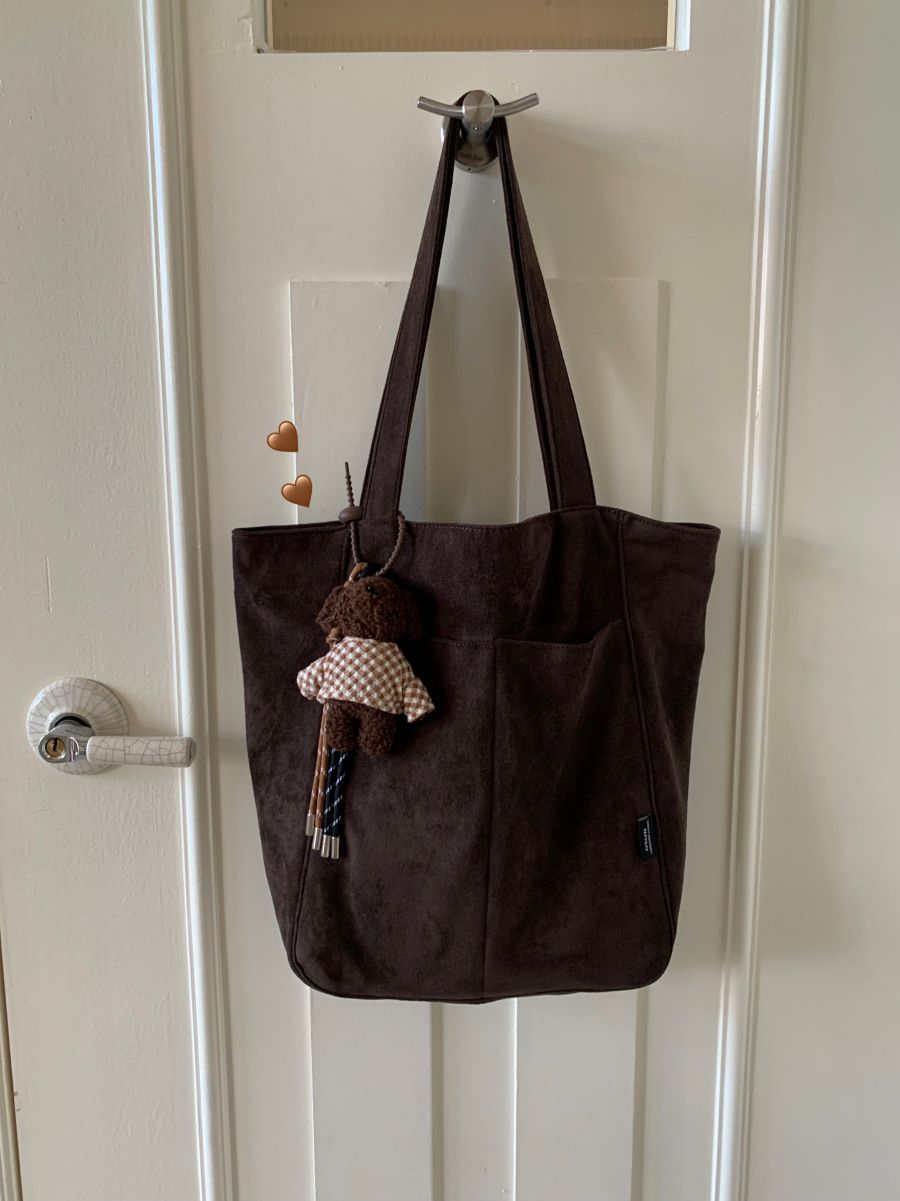 Borsa a mano semplice, leggera e di grande capacità, in pelle scamosciata_voghion.com