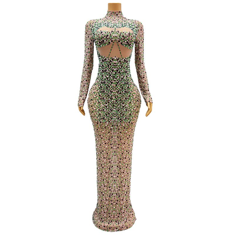 2024 novo sexy luxo slim fit brilhante colorido strass patchwork festa desempenho vestido_voghion.com