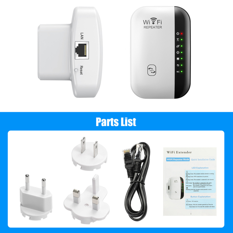 Xinweiqing WiFi Repeater Universal Long Range High Speed Stable Network Extender 300Mbps Wireless WiFi Router Signal Booster for Home_voghion.com
