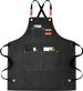 Chef Aprons For Men Women With Large Pockets, Cotton Canvas Cross Back Heavy Duty Adjustable Work Apron, Size M To XXL_voghion.com
