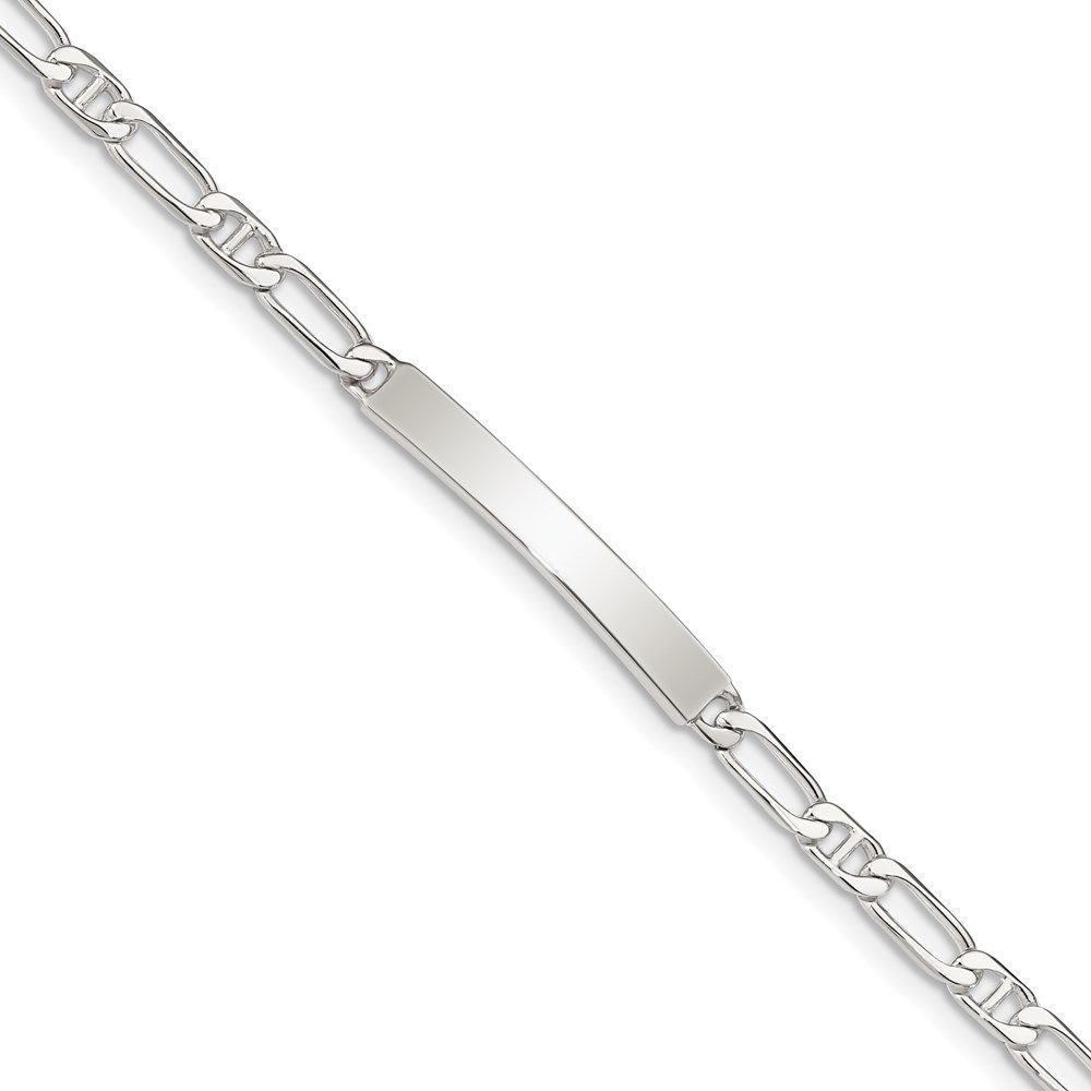 Sterling Silver 8inch Polished Engraveable Anchor Link ID Bracelet_voghion.com