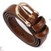 Genuine Leather Belt - Slim Head Layer Cowhide With Alloy Buckle, Elegant Needle Buckle Design For Dresses, Pants, And Office Wear, Light Luxury_voghion.com