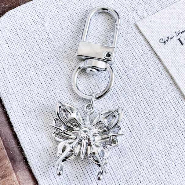 New Cool Alloy Silver Butterfly Rose Cross Key Chain Car Bag Key Pendant_voghion.com