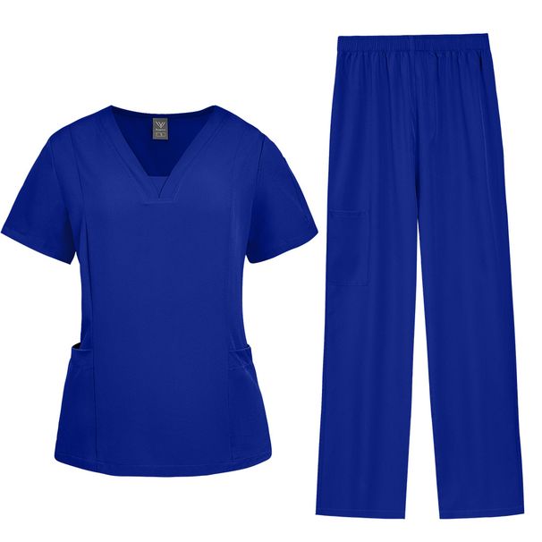 Dámské oblečení Meoexin Plus Size praní oblečení tenké rychleschnoucí V výstřih rovné kalhoty dámská zdravotní uniforma zdravotní uniforma_voghion.com