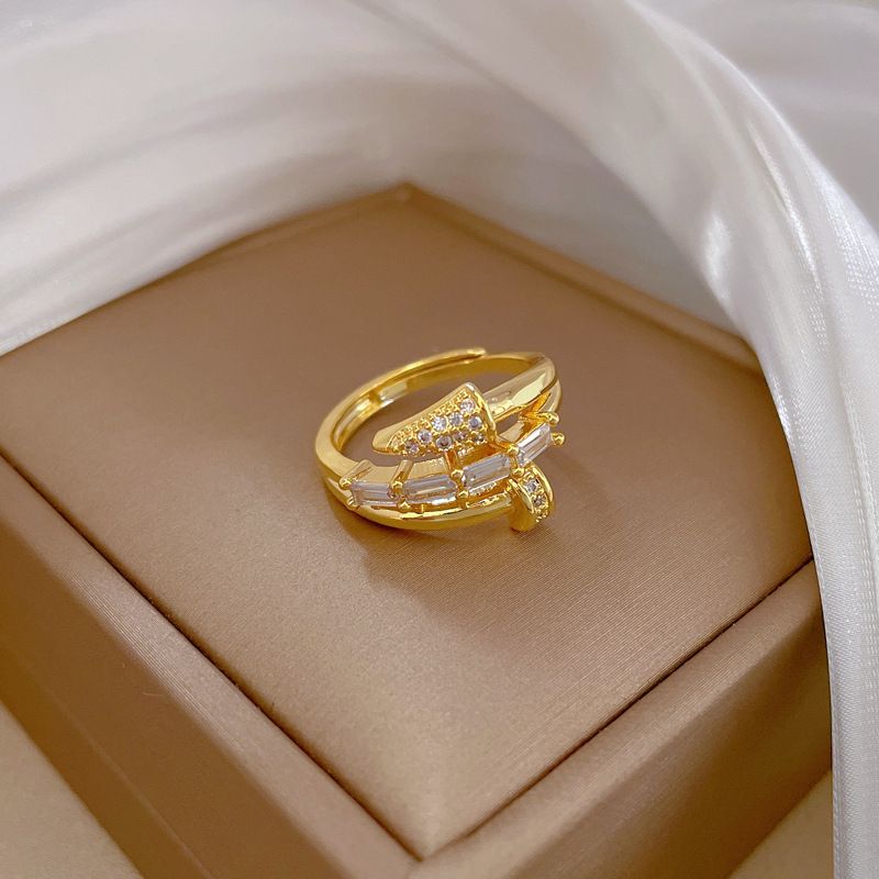 【Placcatura in oro vero】 Anello per dito indice di lusso leggero con micro intarsi alla moda per bambini con Internet rosso e fresco_voghion.com