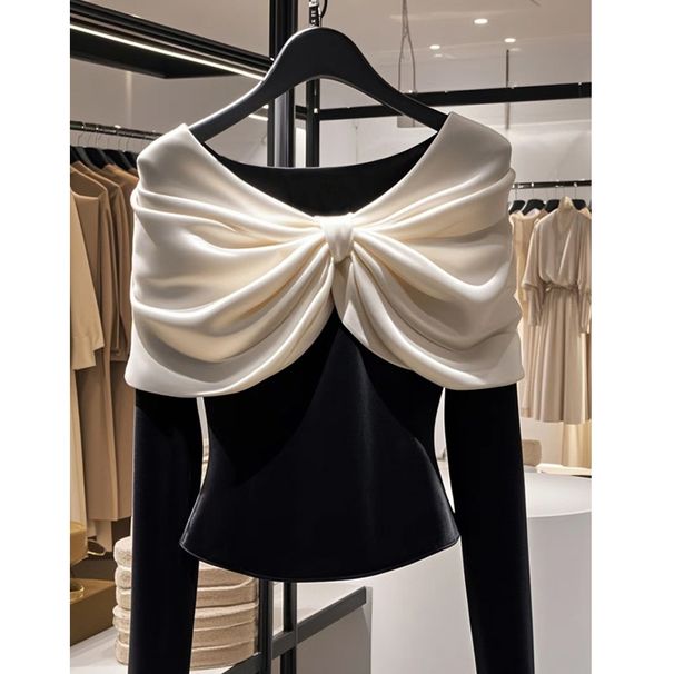 Damkläder Nya hösttoppar, coola och eleganta, high end och chic, stil, svart midja sammetsskjorta_voghion.com