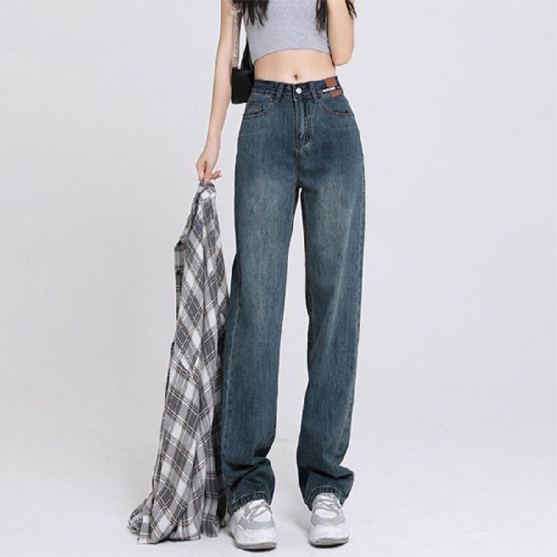 Gerade Jeans mit hoher Taille für Damen, Herbst-Damenbekleidung in Übergröße, lockeres und hängendes Gefühl, dickes MM, Boden_voghion.com