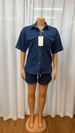 Audday New Short Sleeve Shorts Fashion Pocket Button Denim Suit_voghion.com