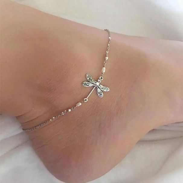 New Simple Dragonfly Insect Women's Anklet Personality Fashion Loose Bead Foot Jewelry_voghion.com