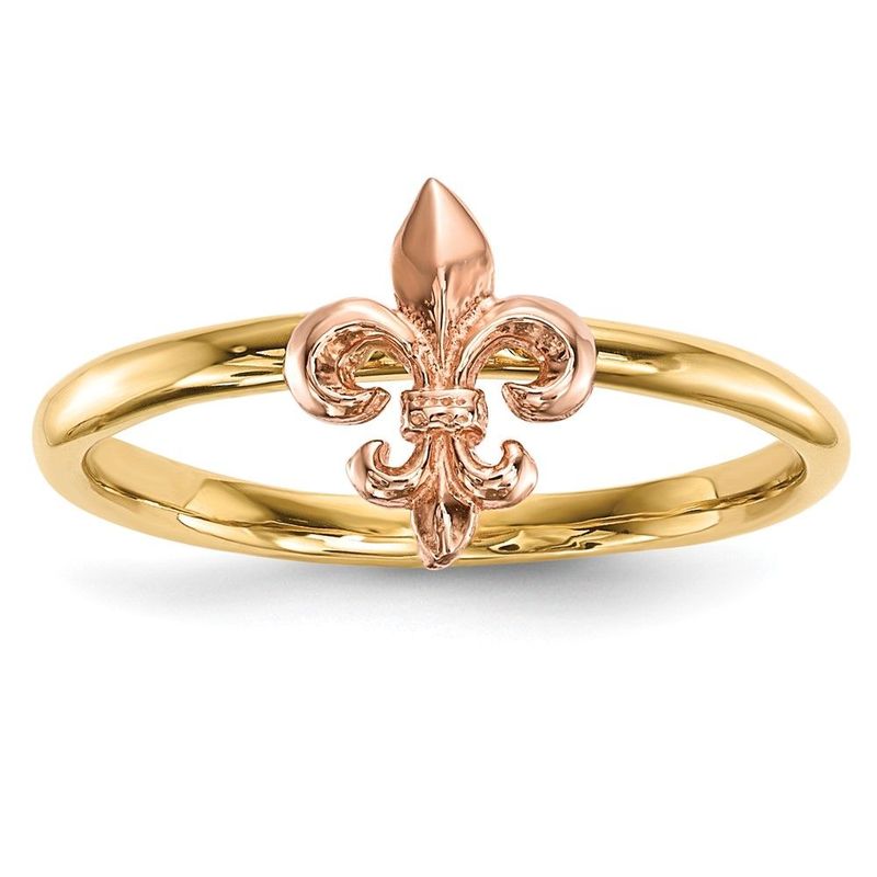 14k Two-tone Polished Fleur De Lis Ring_voghion.com