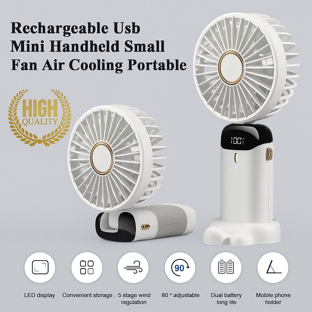 Mini Hand-held Fan Portable Folding Desk Fan Cooler Cooling USB Rechargeable Fan_voghion.com