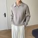 Maglione da uomo con colletto polo e mezza zip, autunno inverno, pullover lavorato a maglia, stile giapponese, semplice, casual, elegante, base_voghion.com