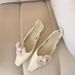 Sheepskin Version Temperament Flower Design Closed Toe Slingback Sandals For Women Fairy Style Square Toe Temperament Shallow Mouth Single Shoes_voghion.com